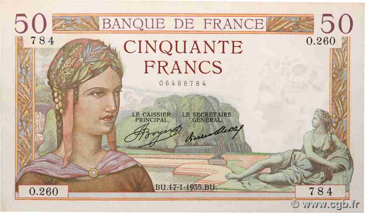 50 Francs CÉRÈS FRANCIA  1935 F.17.03 BB