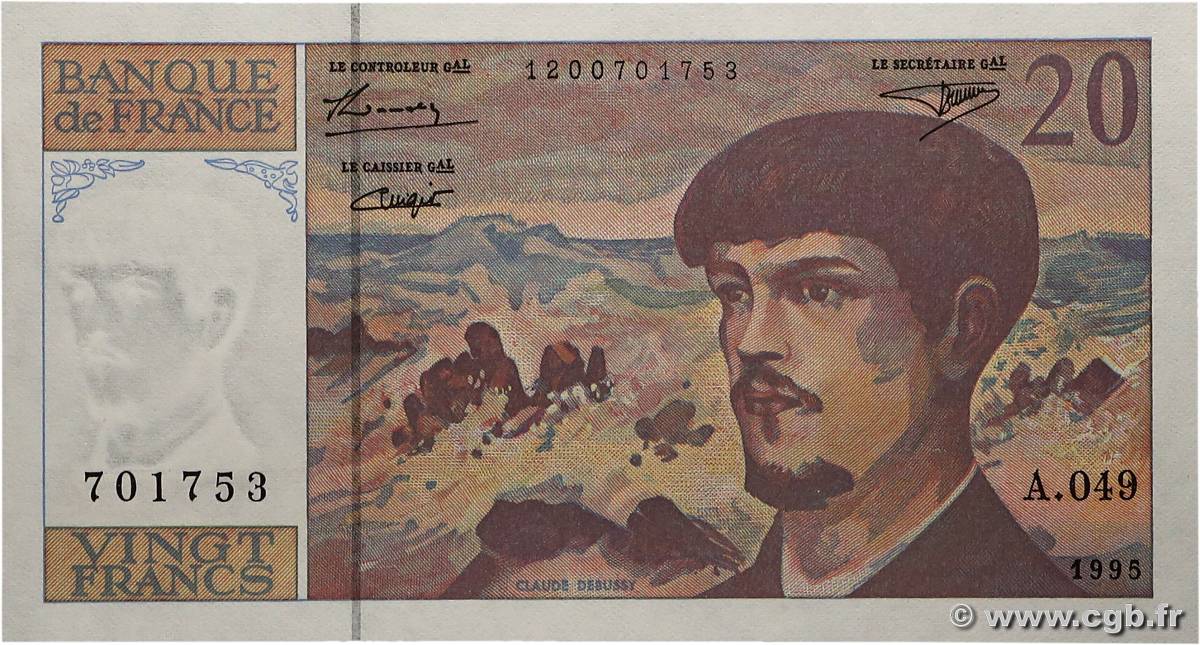 20 Francs DEBUSSY Modifié FRANCE  1995 F.66ter.01A49 pr.NEUF