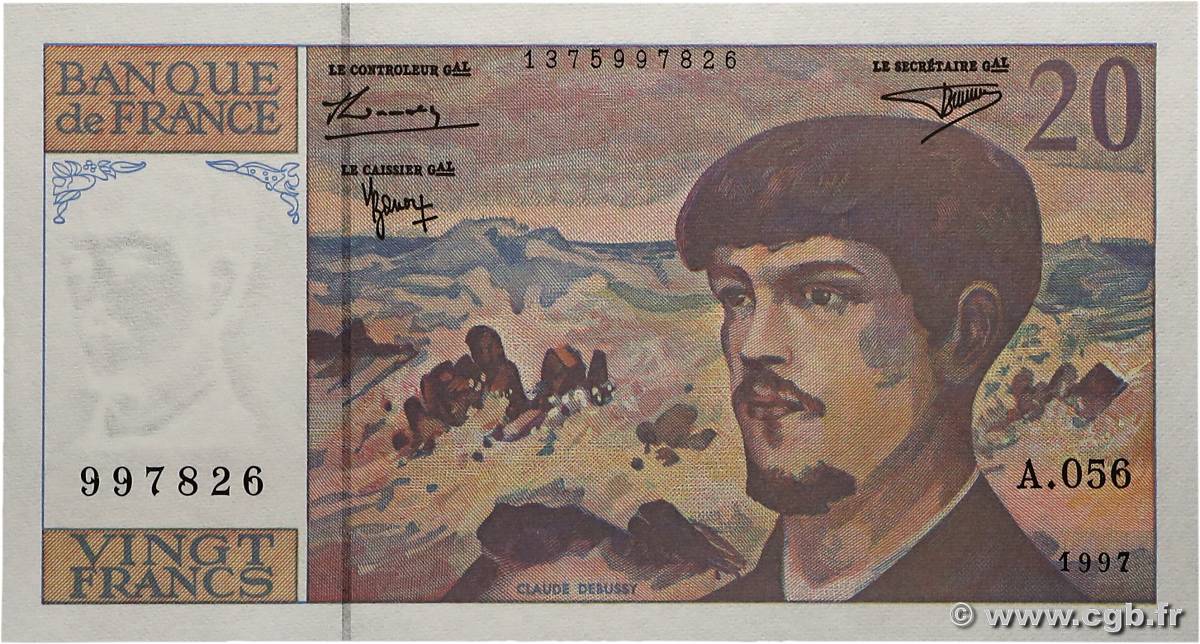 20 Francs DEBUSSY Modifié FRANCE  1997 F.66ter.02A56 pr.NEUF