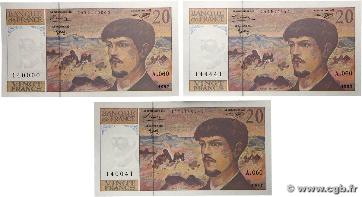 20 Francs DEBUSSY Modifié Lot FRANCE  1997 F.66ter.02A60 NEUF
