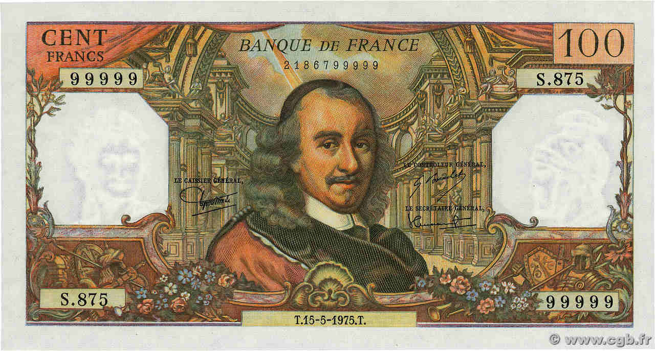 100 Francs CORNEILLE Numéro spécial FRANCE  1975 F.65.49 pr.NEUF
