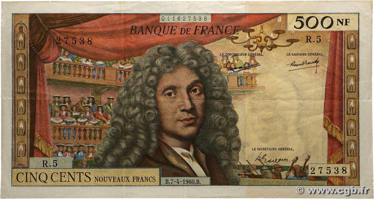 500 Nouveaux Francs MOLIÈRE FRANCIA  1960 F.60.02 BB