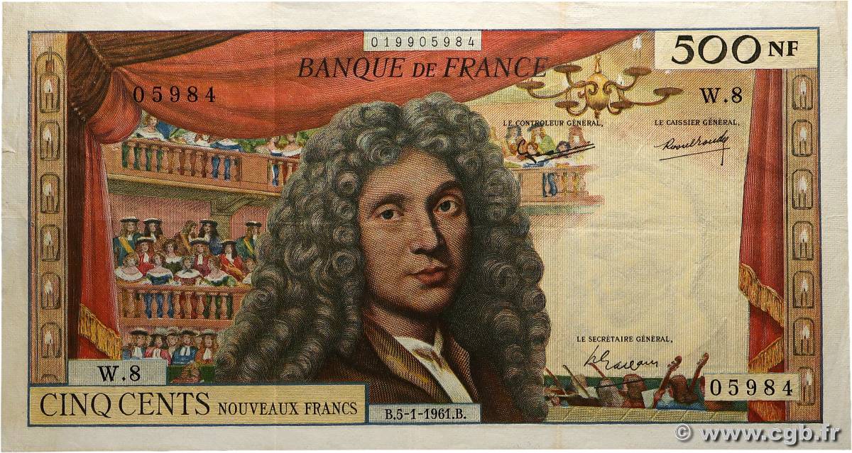 500 Nouveaux Francs MOLIÈRE FRANCIA  1961 F.60.03 BB