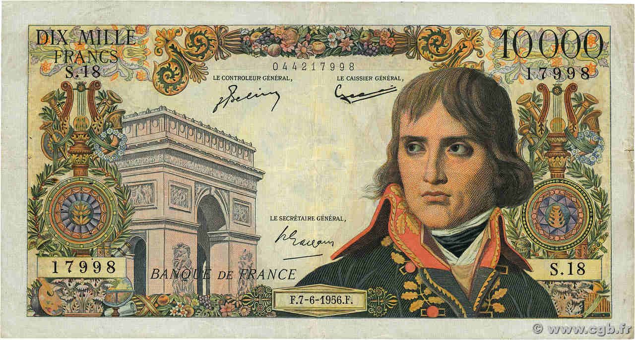 10000 Francs BONAPARTE FRANCE  1956 F.51.03 TB+
