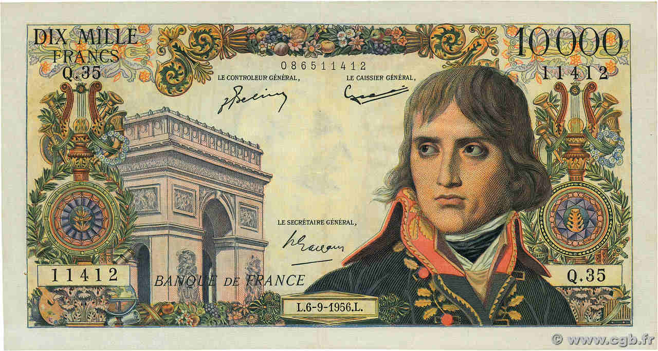 10000 Francs BONAPARTE FRANCE  1956 F.51.04 XF+