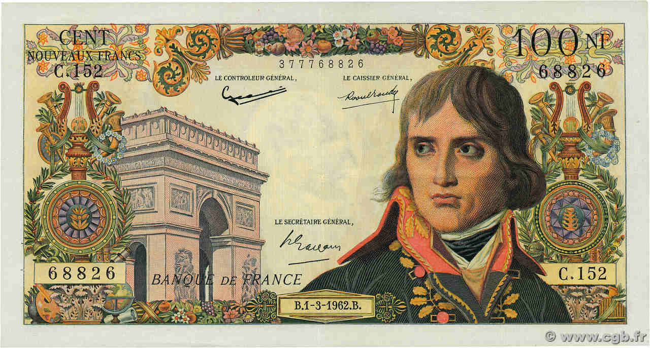 100 Nouveaux Francs BONAPARTE FRANCE  1962 F.59.14 SUP