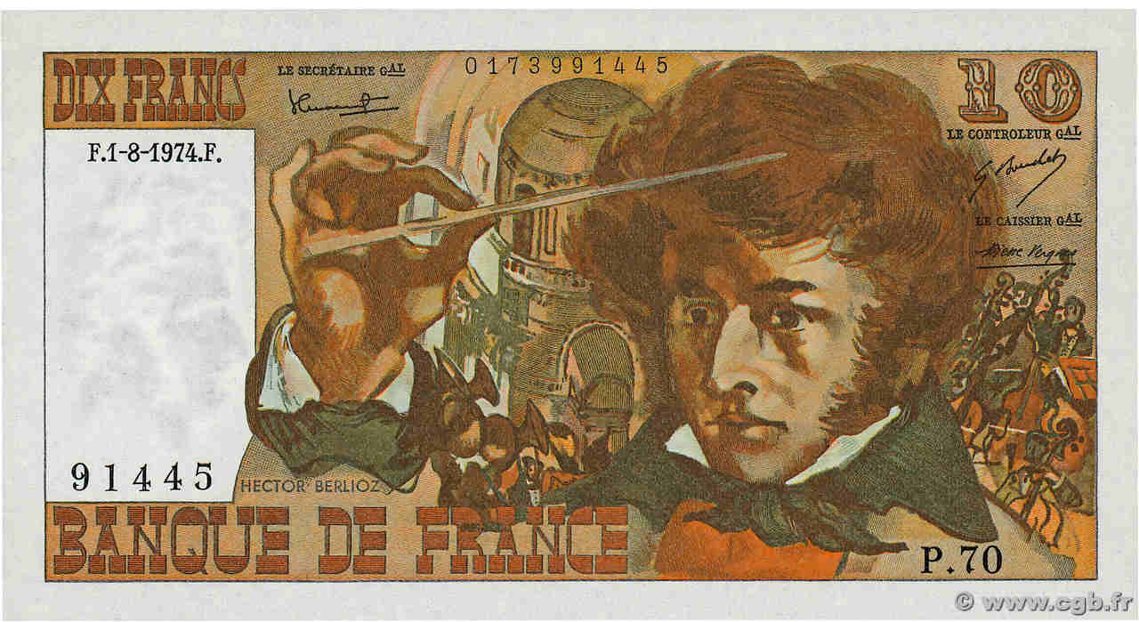 10 Francs BERLIOZ FRANCIA  1974 F.63.06 FDC