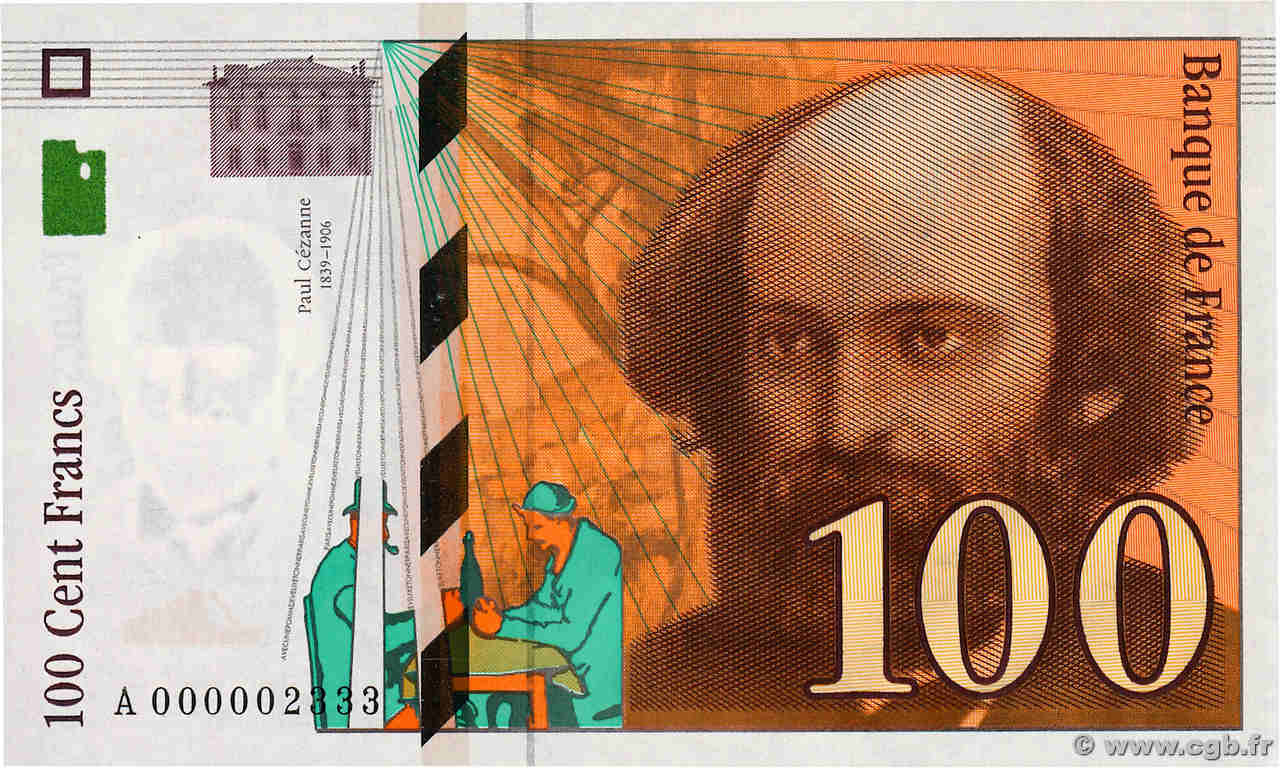 100 Francs CÉZANNE Petit numéro FRANKREICH  1997 F.74.01 ST
