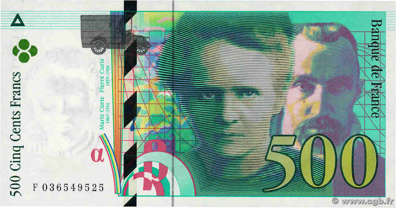 500 Francs PIERRE ET MARIE CURIE FRANCE  1996 F.76.03 NEUF