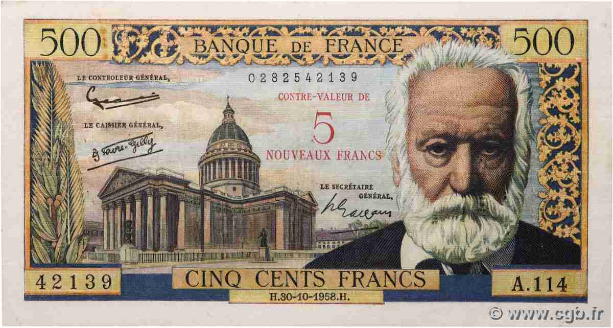 5 NF sur 500 Francs Victor HUGO FRANCIA  1958 F.52.01 q.BB