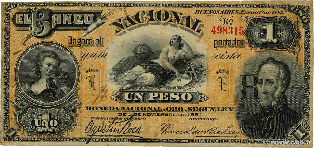 1 Peso ARGENTINE  1883 PS.0676a TB+