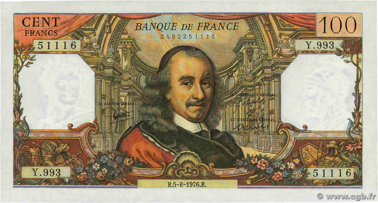 100 Francs CORNEILLE FRANCE  1976 F.65.54 pr.NEUF