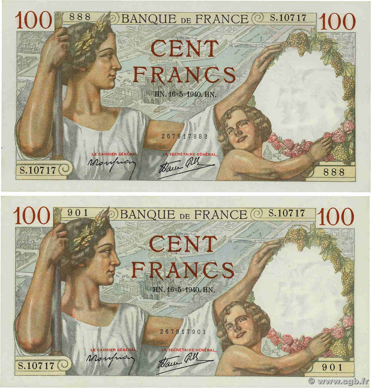100 Francs SULLY Lot FRANCIA  1940 F.26.29 AU