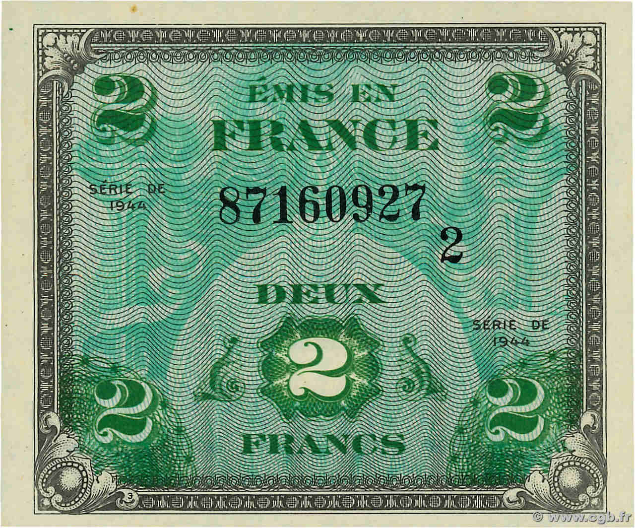 2 Francs DRAPEAU FRANCE  1944 VF.16.02 UNC-