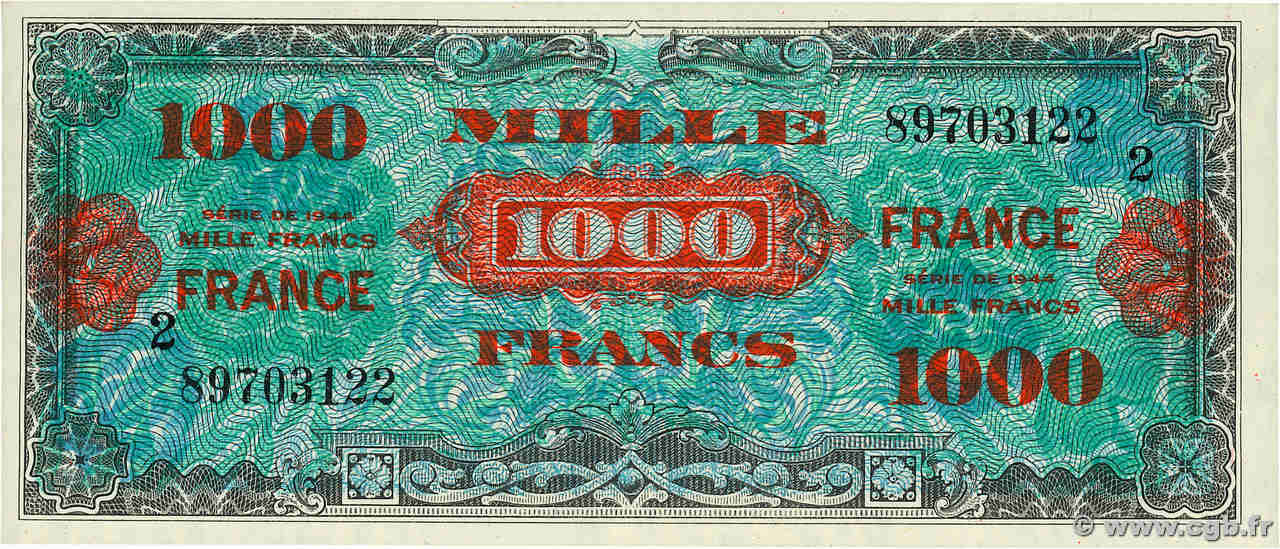 1000 Francs FRANCE FRANCE  1945 VF.27.02 AU