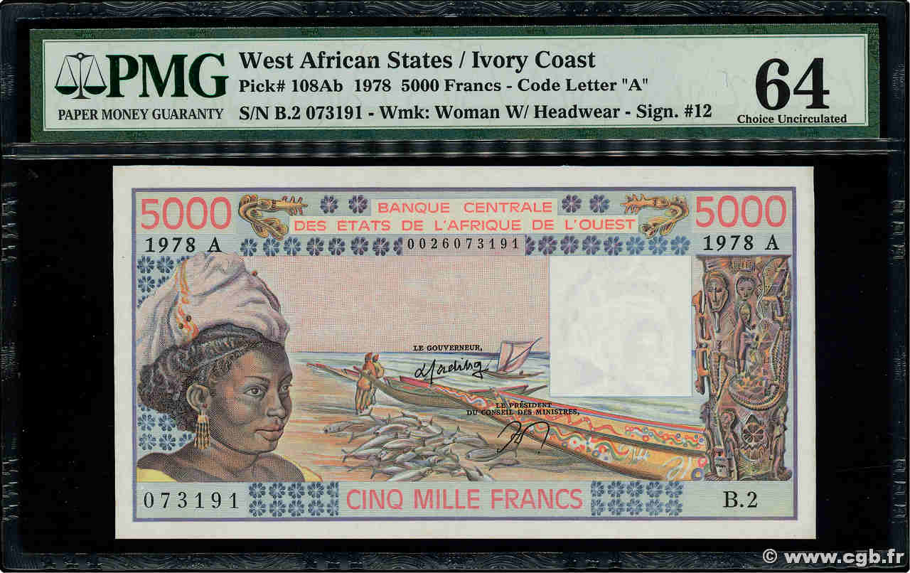 5000 Francs WEST AFRICAN STATES  1978 P.108Ab UNC-