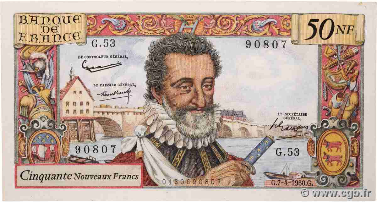 50 Nouveaux Francs HENRI IV FRANCE  1960 F.58.05 TTB+