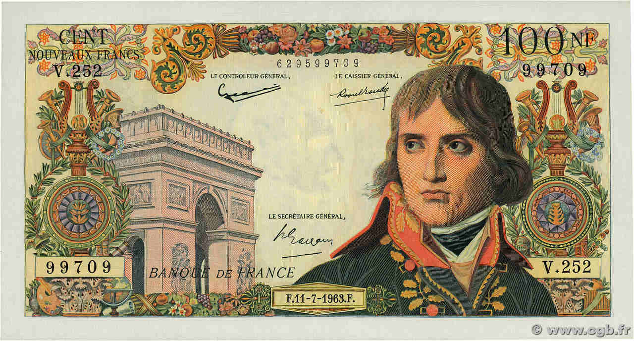 100 Nouveaux Francs BONAPARTE FRANCE  1963 F.59.22 XF+