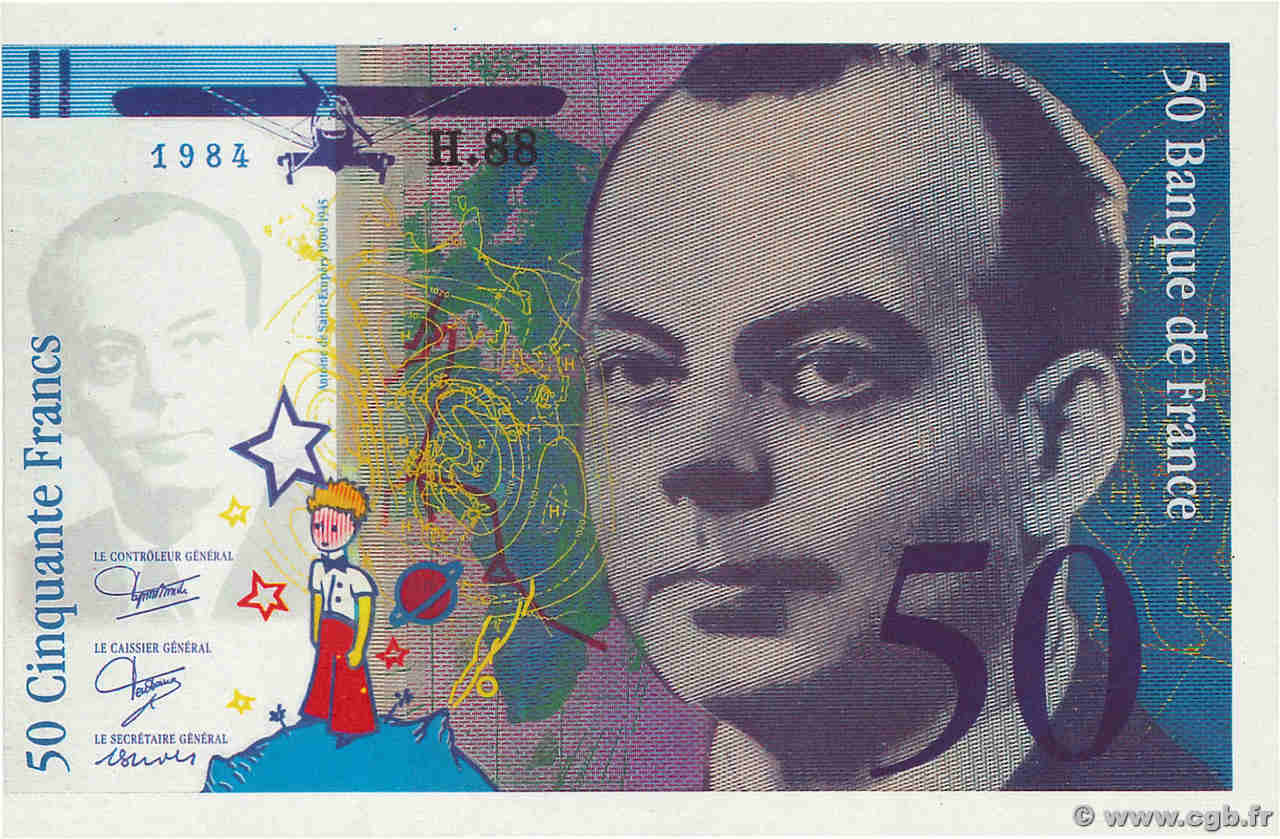 50 Francs SAINT-EXUPÉRY Épreuve FRANCE  1984 NE.1989 UNC