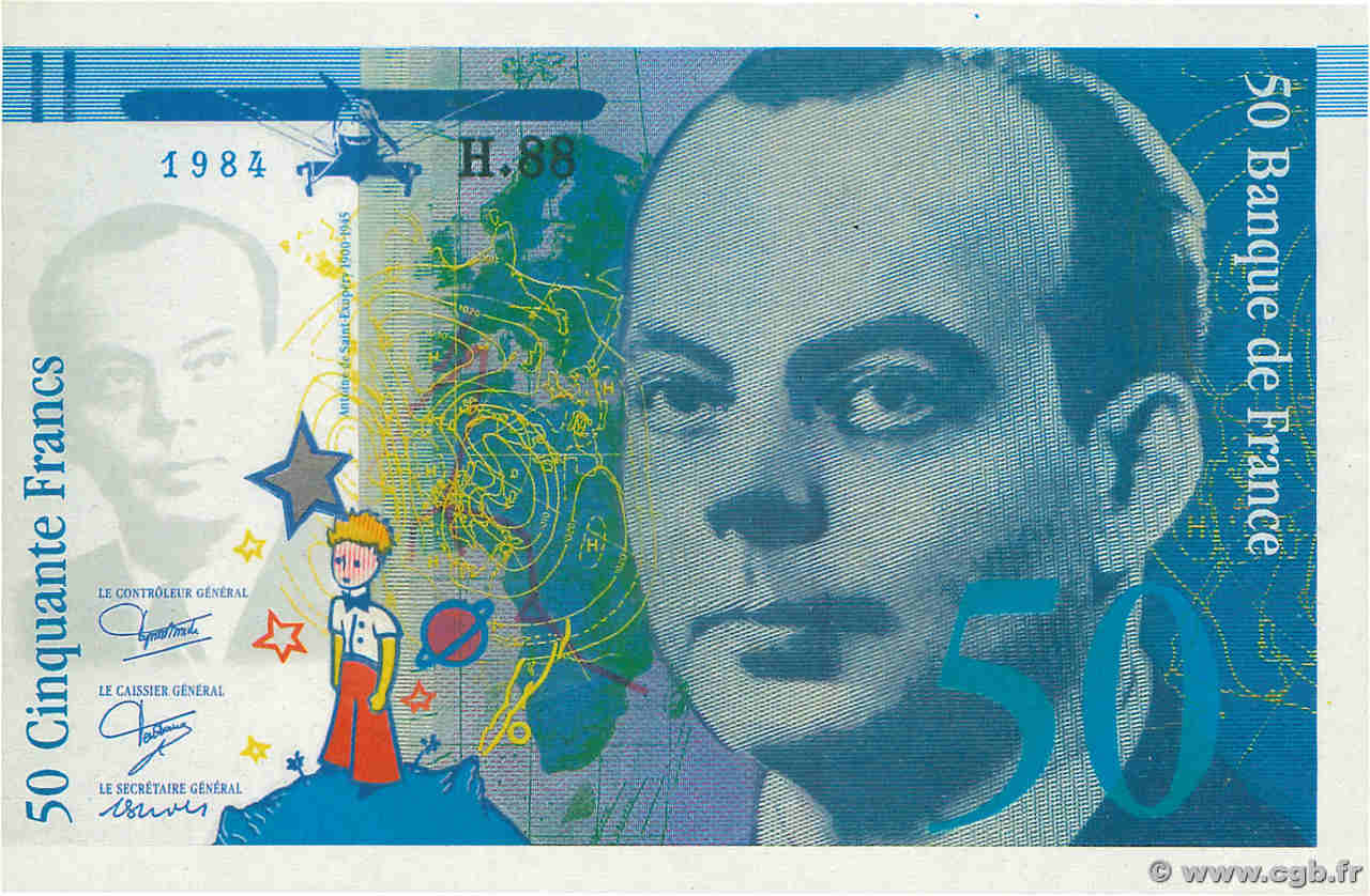 50 Francs SAINT-EXUPÉRY Épreuve FRANCE  1984 NE.1989 UNC