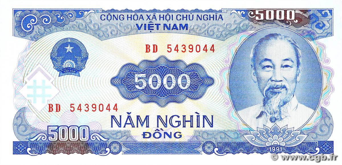 5000 Dong VIETNAM  1991 P.108a UNC