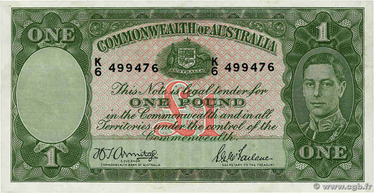 1 Pound AUSTRALIE  1942 P.26b SPL