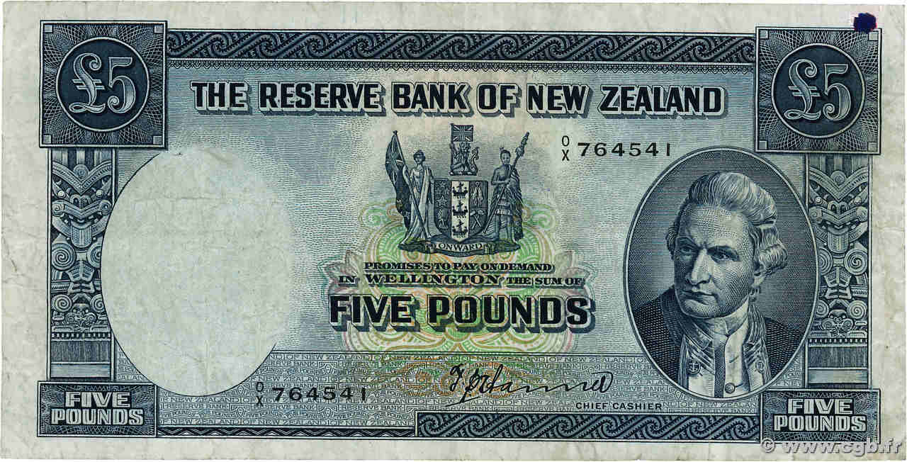 5 Pounds NEW ZEALAND  1940 P.160a F