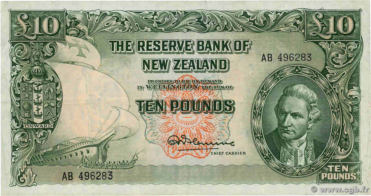 10 Pounds NEUSEELAND
  1960 P.161c fVZ