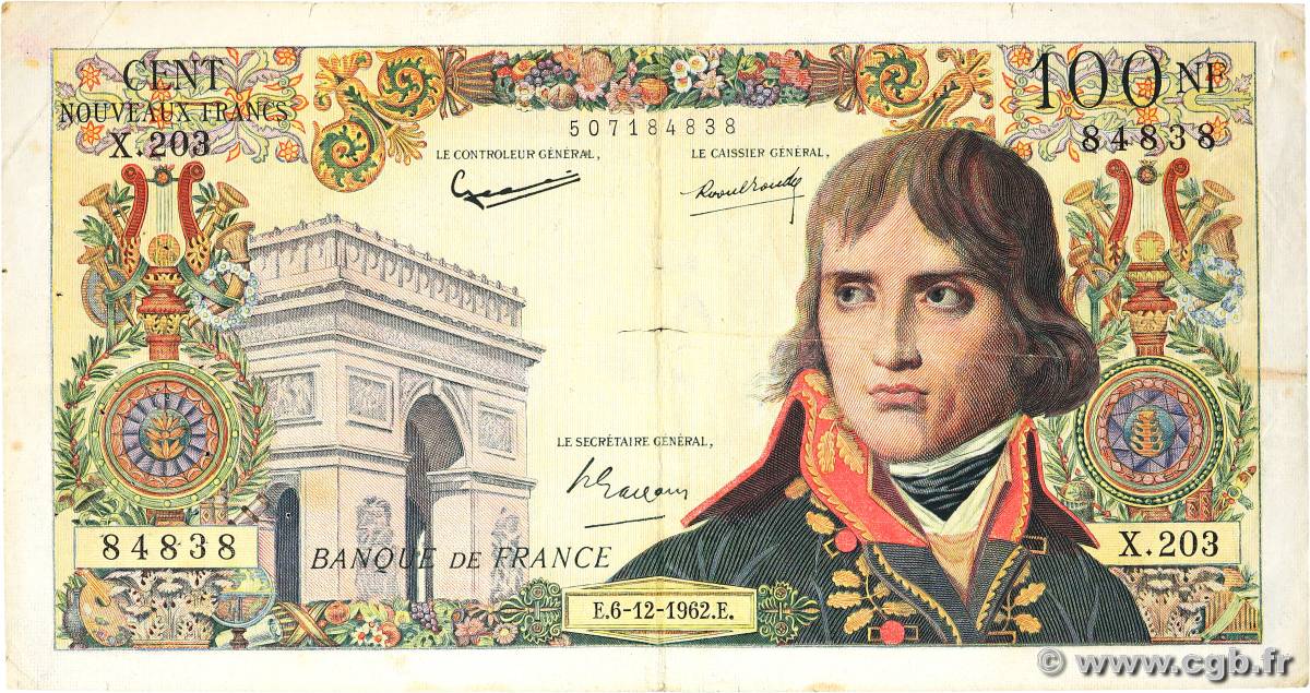 100 Nouveaux Francs BONAPARTE FRANKREICH  1962 F.59.18 fSS
