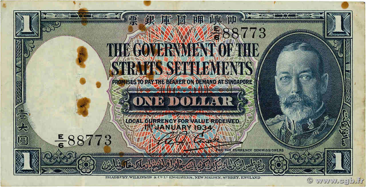 1 Dollar MALAISIE - ÉTABLISSEMENTS DES DÉTROITS  1934 P.16a pr.TTB