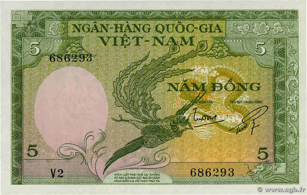 5 Dong VIET NAM SOUTH  1955 P.02a UNC