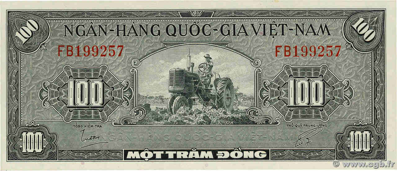 100 Dong VIETNAM DEL SUR  1955 P.08a FDC