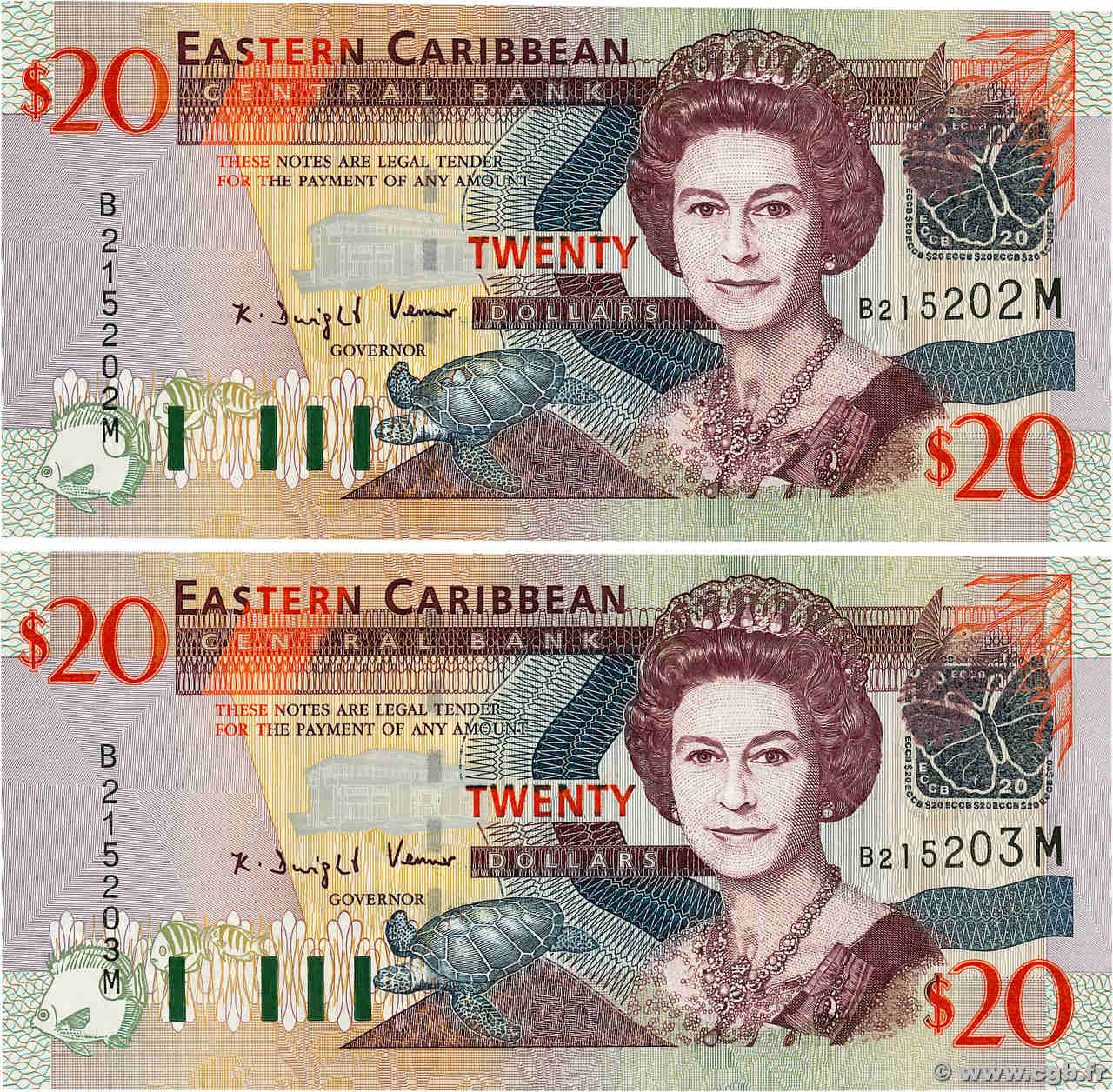 20 Dollars Consécutifs EAST CARIBBEAN STATES  2003 P.44m UNC-