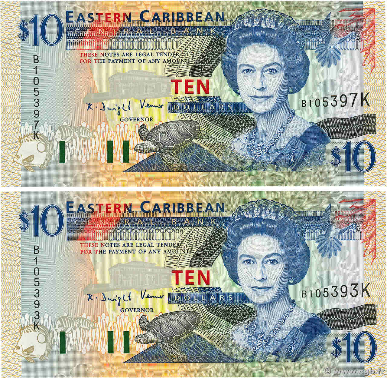 10 Dollars Lot CARAÏBES  1994 P.32k NEUF