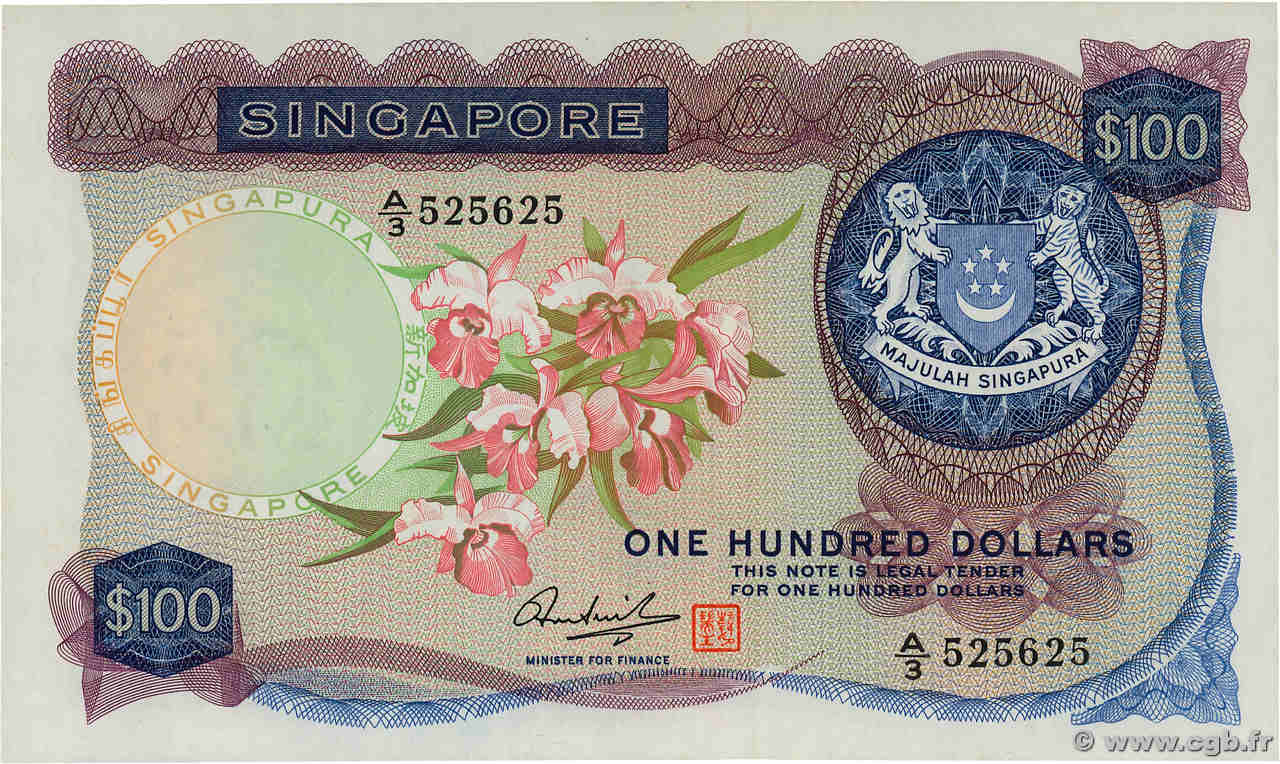100 Dollars SINGAPORE  1973 P.06d AU+