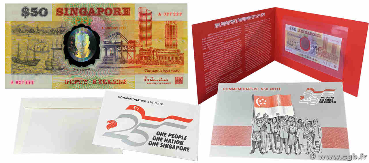 50 Dollars Set de présentation SINGAPORE  1990 P.30 UNC