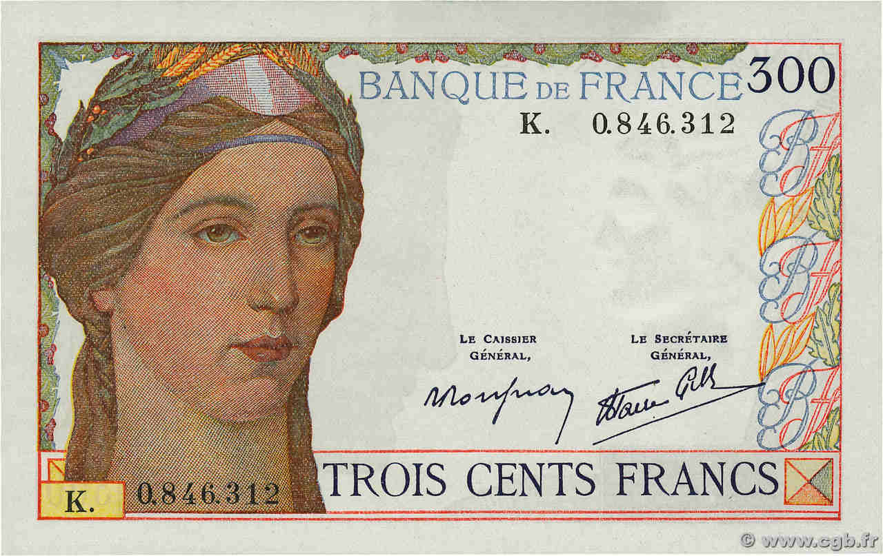 300 Francs FRANCE  1938 F.29.01 SUP+