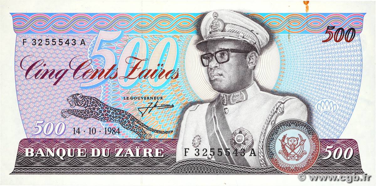 500 Zaïres ZAIRE  1984 P.30a VF+