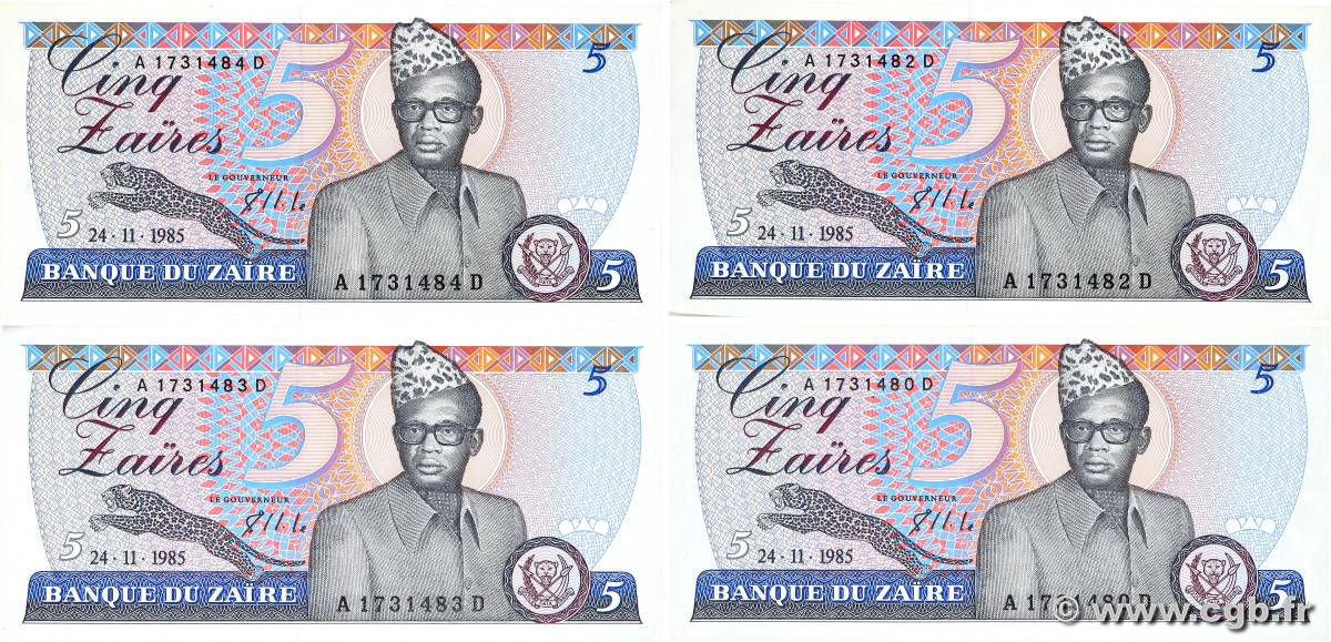 5 Zaïres Lot ZAIRE  1985 P.26A SPL+