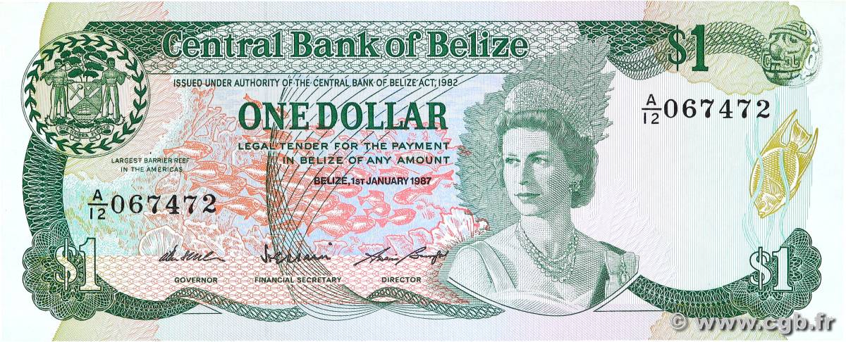 1 Dollar BELIZE  1987 P.46c NEUF