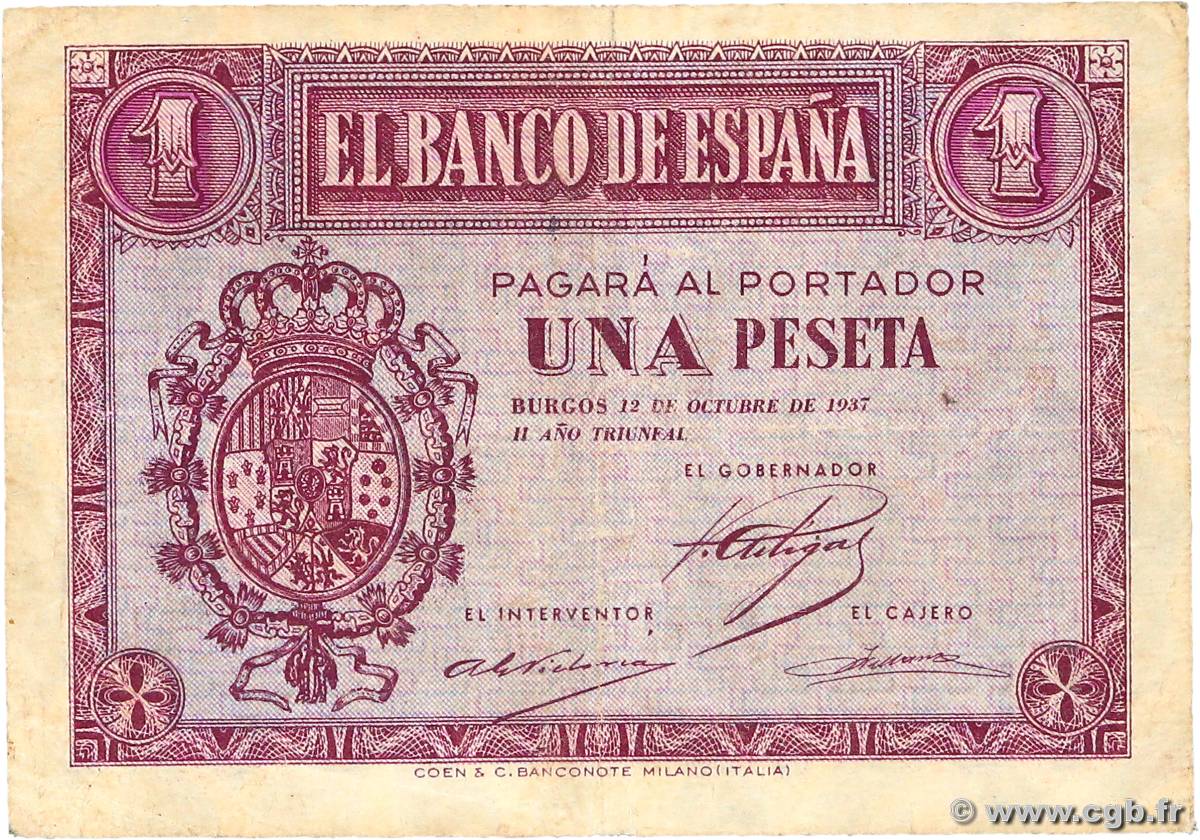 1 Peseta ESPAGNE  1937 P.104a TB