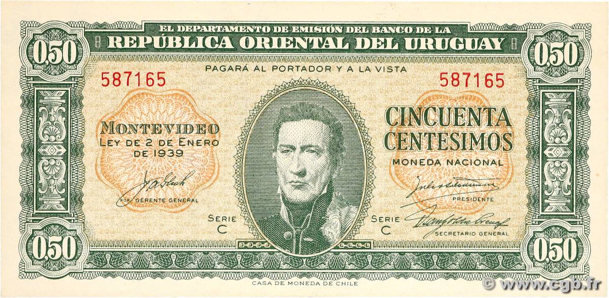 50 Centesimos URUGUAY  1939 P.034 NEUF