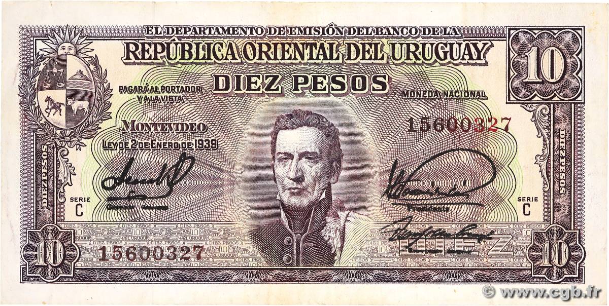 10 Pesos URUGUAY  1939 P.037c TTB