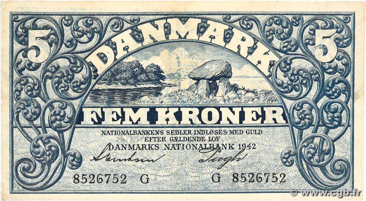 5 Kroner DANEMARK  1942 P.030f pr.TTB