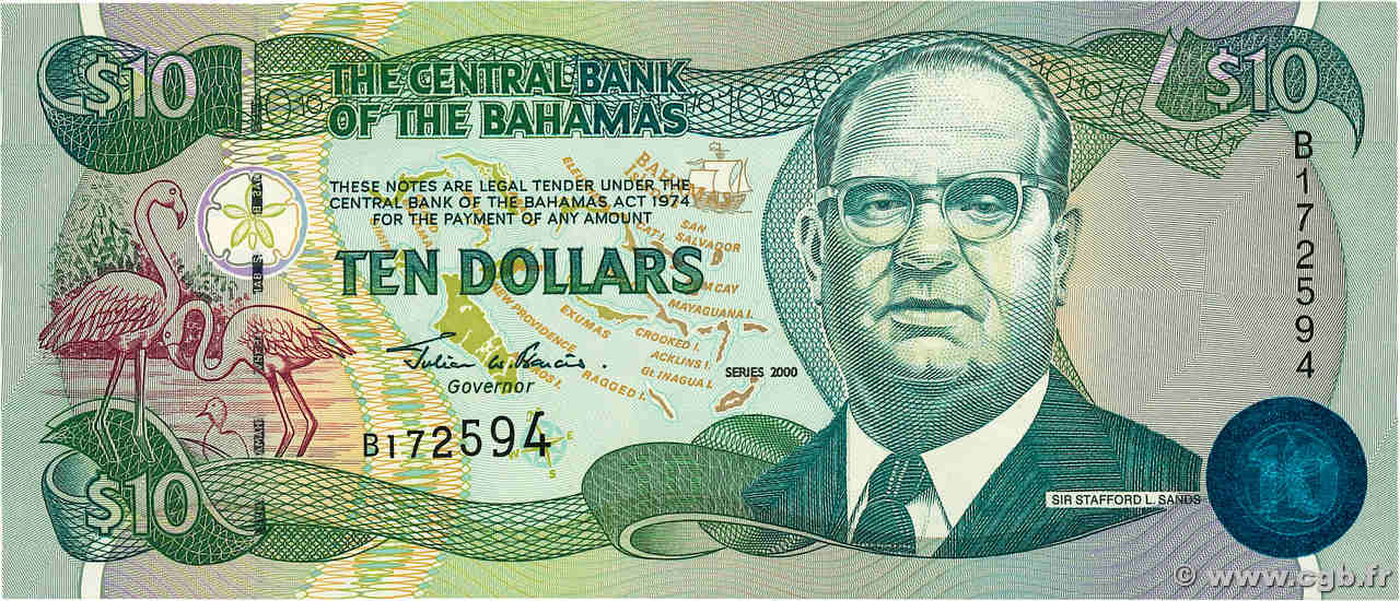 10 Dollars BAHAMAS  2000 P.64 UNC