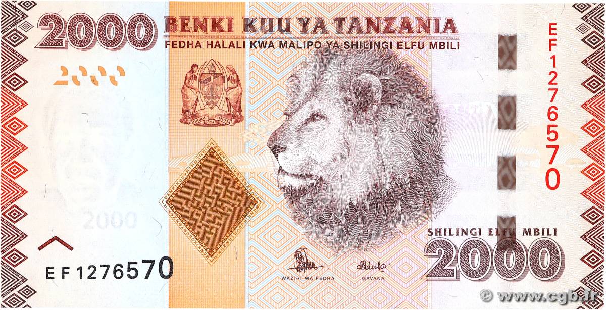 2000 Shilingi TANZANIE  2020 P.42b NEUF