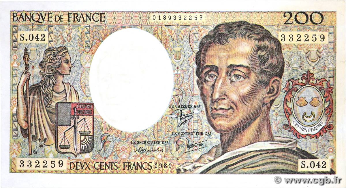 200 Francs MONTESQUIEU Faux FRANCIA  1981 F.70.00x BB