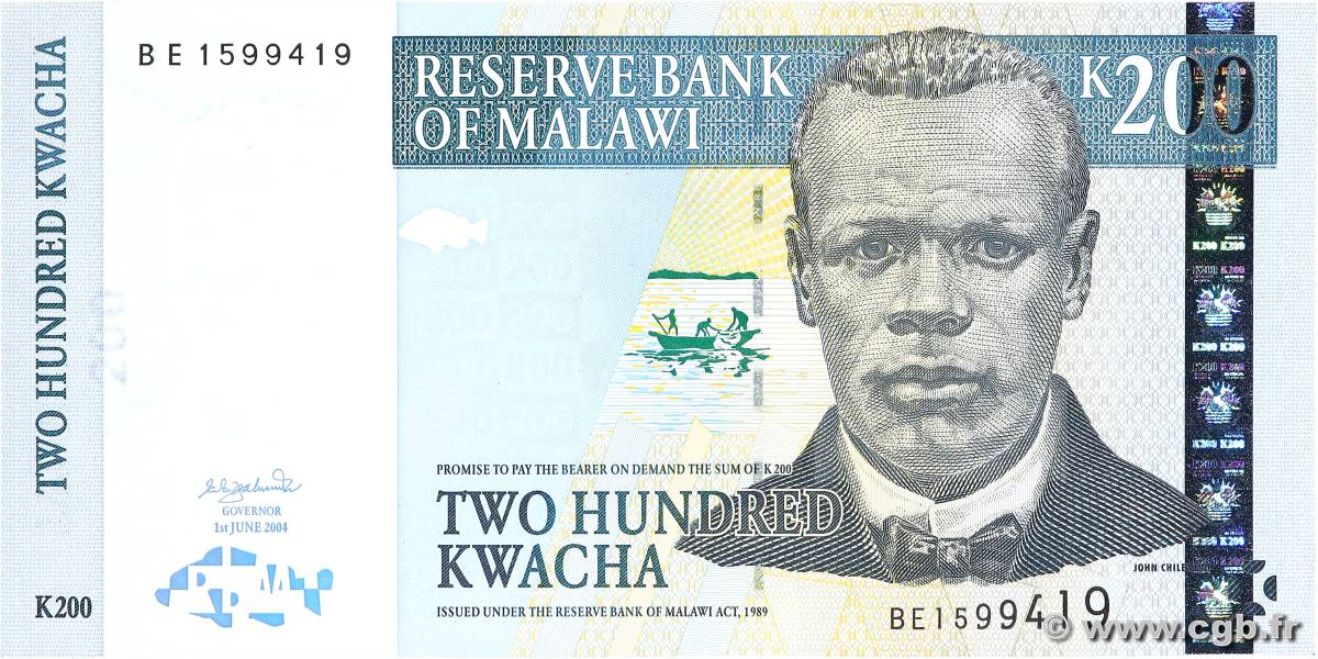 200 Kwacha MALAWI  2003 P.47b UNC-