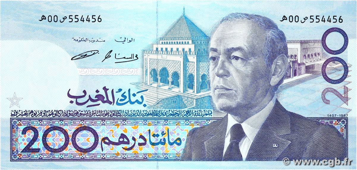 200 Dirhams MAROC  1987 P.66b SUP+