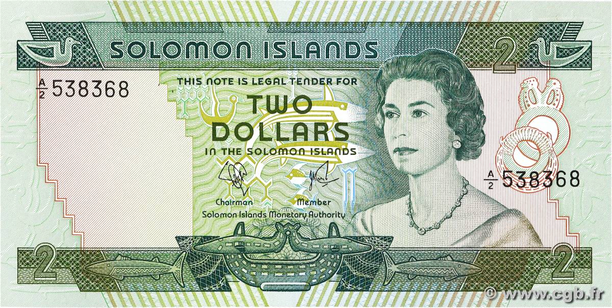2 Dollars ÎLES SALOMON  1977 P.05a NEUF